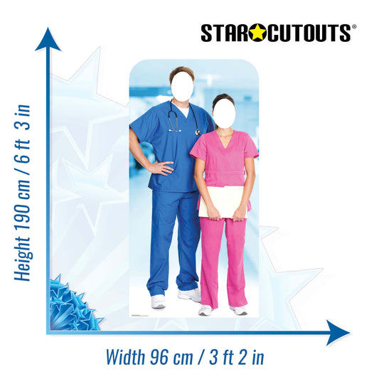 SC1567 Doctor & Nurse Stand-In Cardboard Cut Out Height 190cm