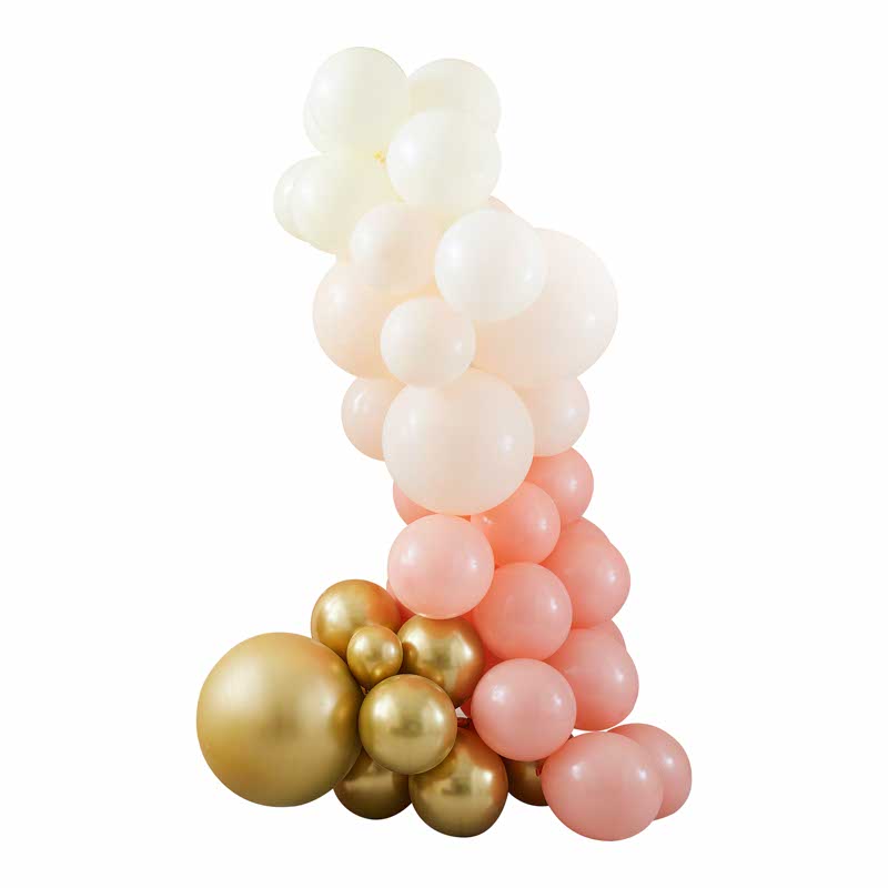 Peach and Gold Balloon Arch - 75 Balloons