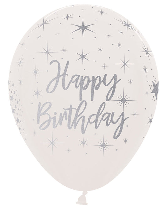 Crystal Clear Happy Birthday - 12" Latex Balloons (25pk)