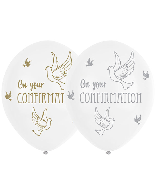 Confirmation Day Dove Pattern - 11" Latex Balloons (6pk)