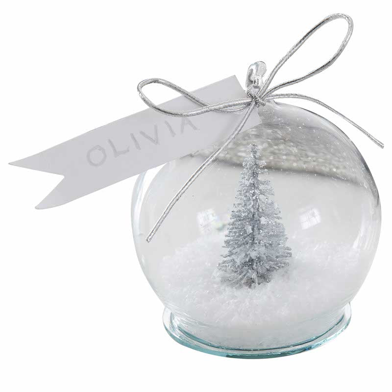 Silver Tree Snow Globe Christmas Place Cards - 6cm (4pk)