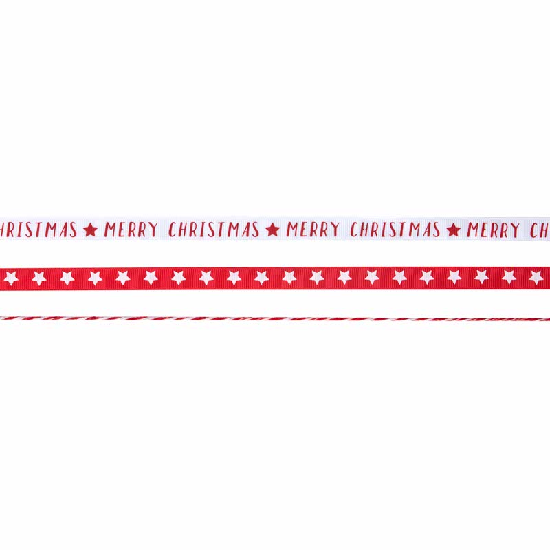 Red & White Merry Christmas Ribbon Kit - 10m