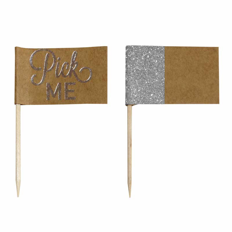Festive Silver Foiled Cake Picks (12pk)
