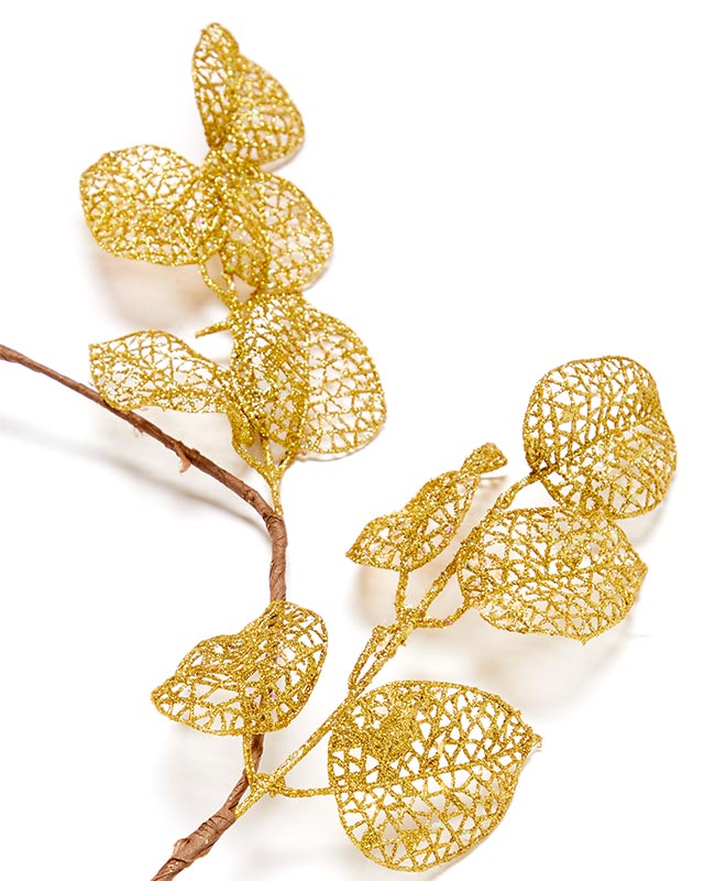 Gold Glitter Leaf Garland - 1.5m