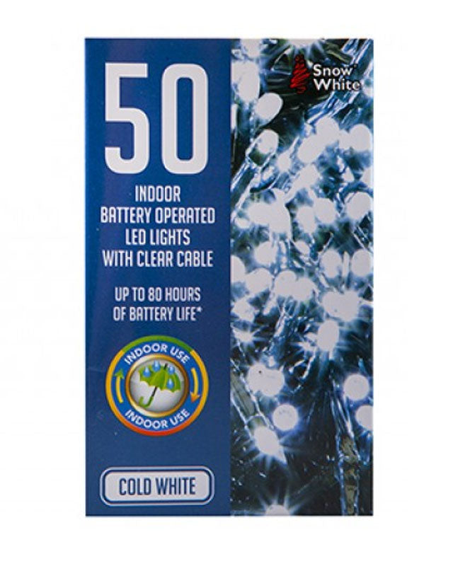 50 Cold White LED Lights - Battery Operated