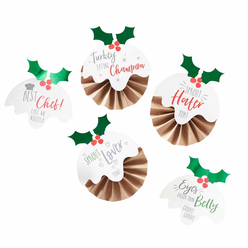 Novelty Christmas Day Badges - 8cm (6pk)