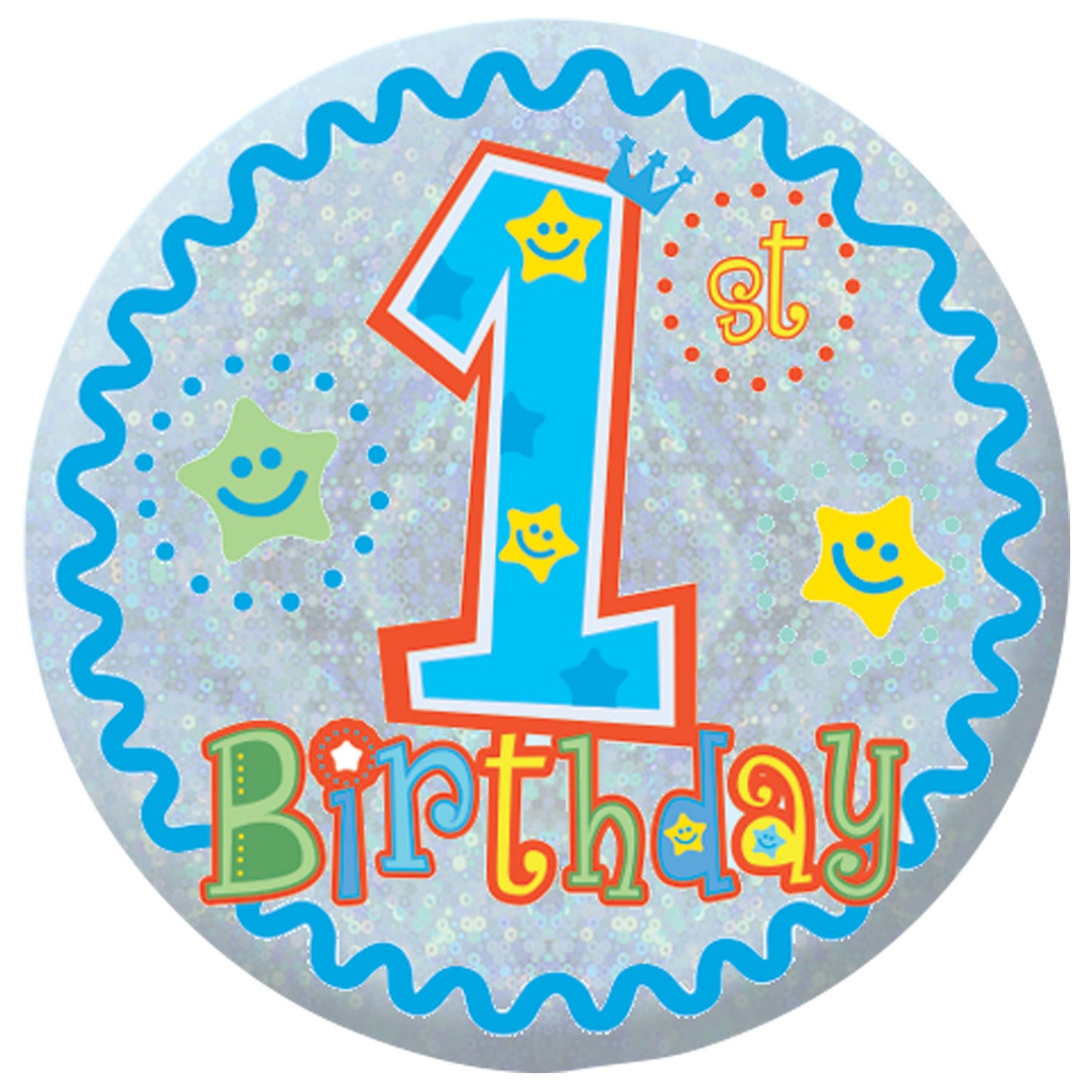 Boy Happy 1st Birthday Badge