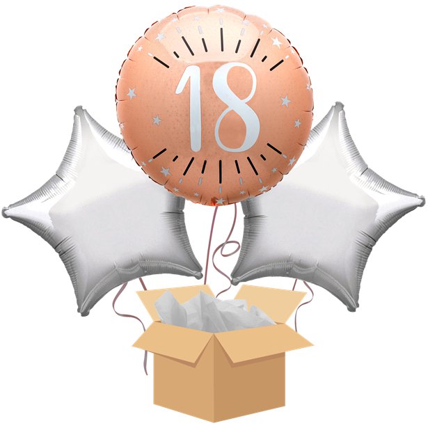Sparkling Rose Gold 18th Balloon Bouquet - Delivered Inflated