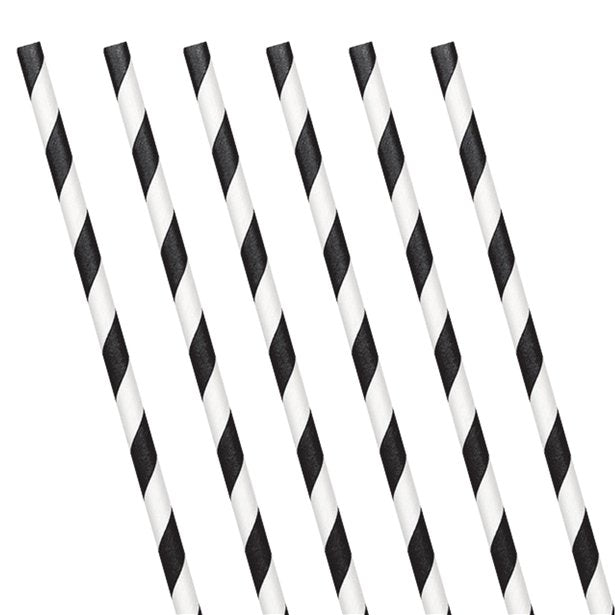 Black Stripe Paper Straws (24pk)