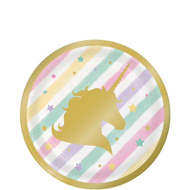 Unicorn Sparkle Paper Plates - 18cm (8pk)