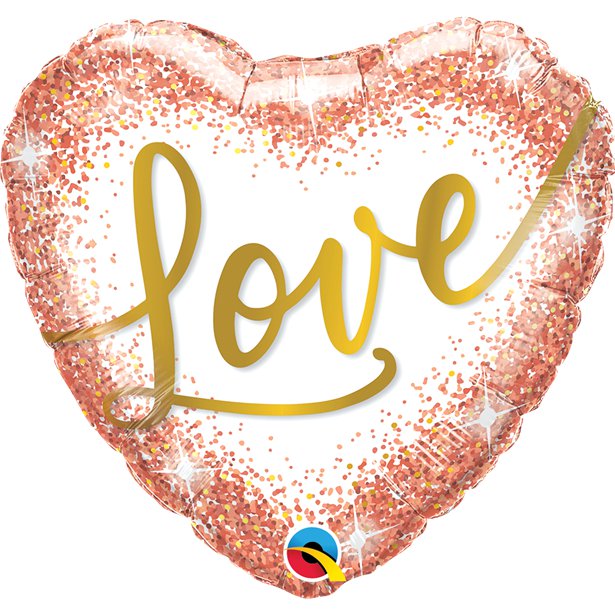 Love Rose Gold Glitter Balloon - 18" Foil