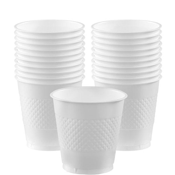 White Plastic Cups - 355ml (20pk)