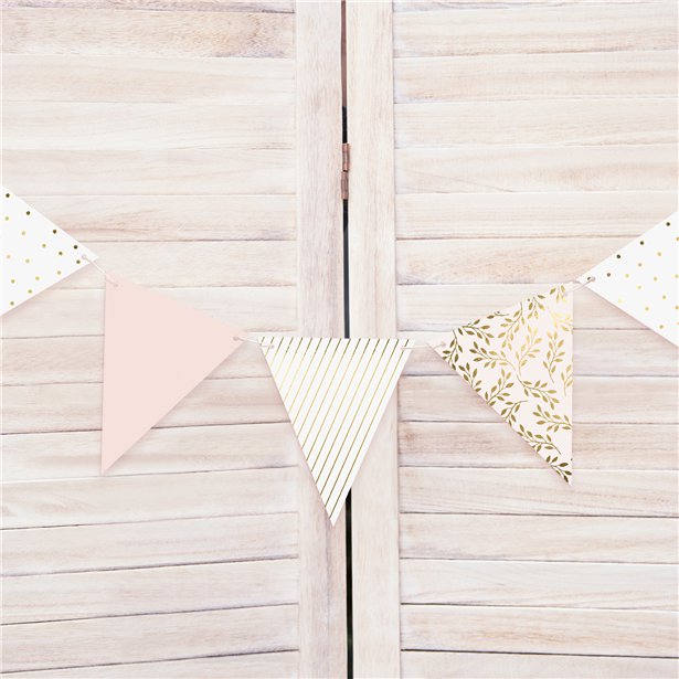 Gold & Pink Patterned Paper Bunting - 2.1 m