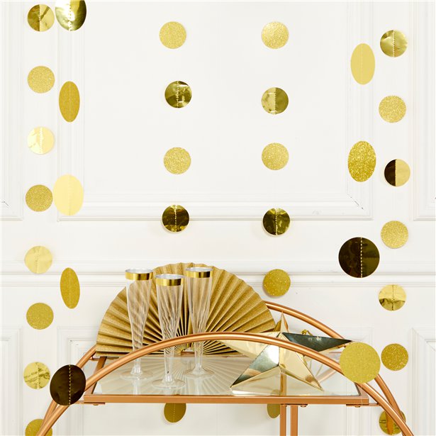 Gold Glitter Hanging String Decorations - 2.1m (6pk)