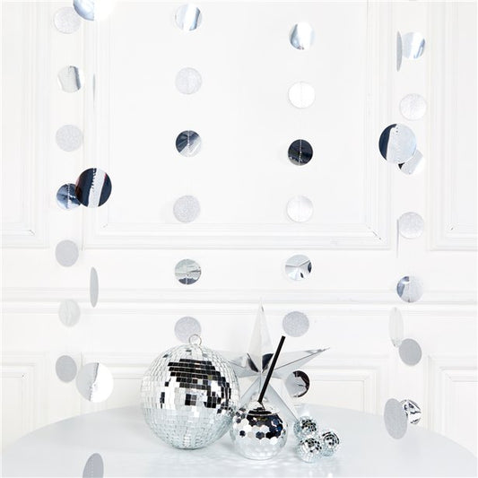 Silver Glitter Hanging String Decorations - 2.1m (6pk)