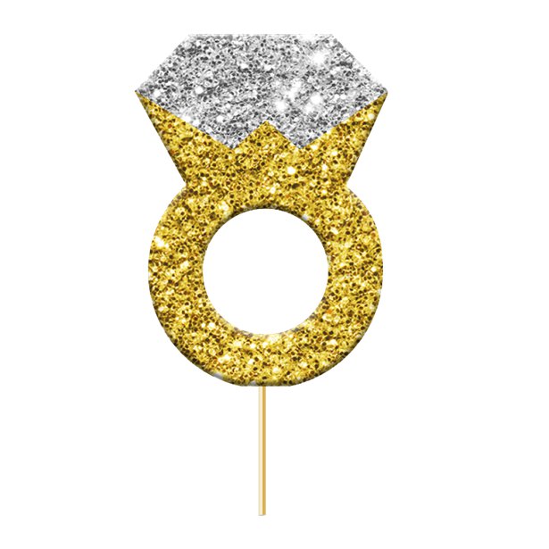 Engagement Ring Glitter Cupcake Toppers (12pk)