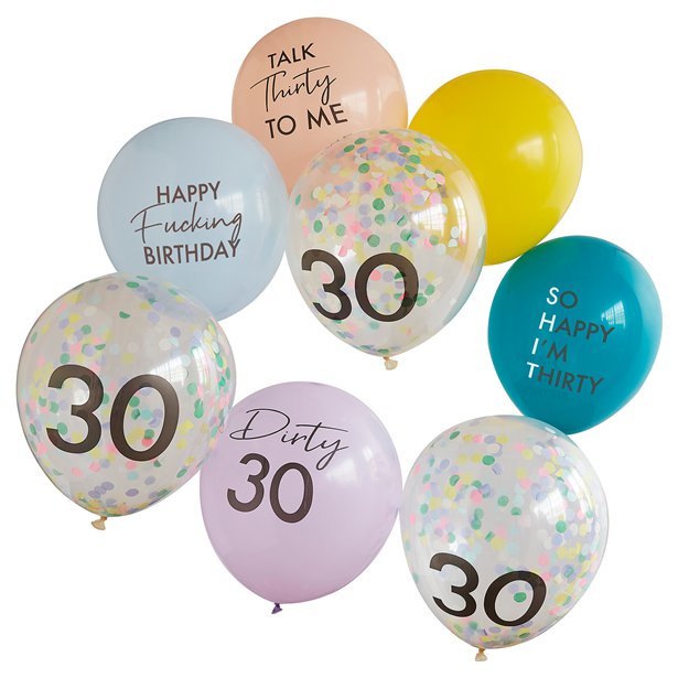 Happy Fucking Birthday 30th Latex Balloons - 12" (8pk)