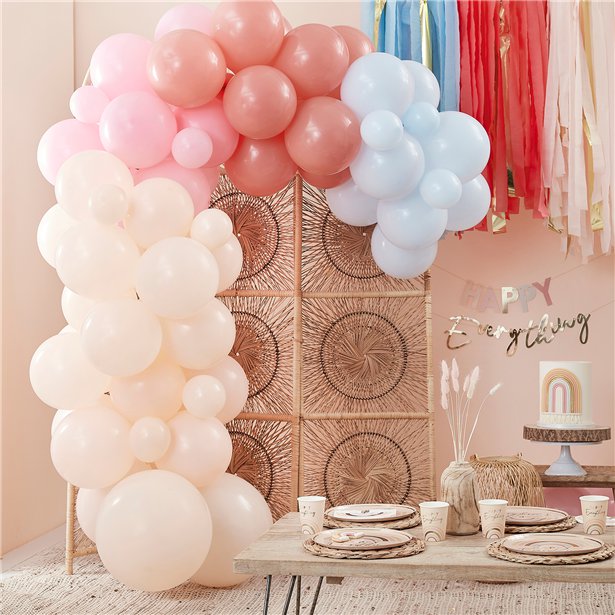 Rainbow Balloon Arch Backdrop - 75 Balloons