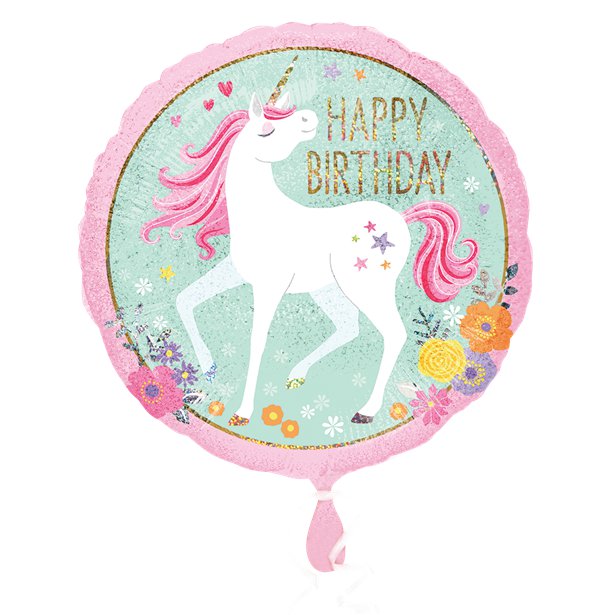 Magical Unicorn 'Happy Birthday' Foil Balloon - 18"