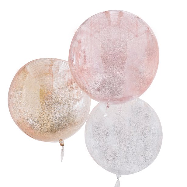 Mixed Metallics Orb Glitter Balloons (3pk)