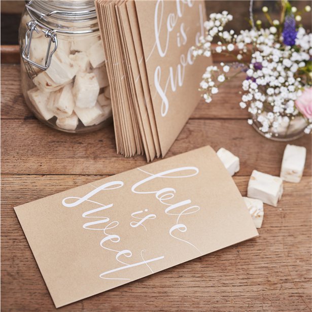 Rustic Country 'Love Is Sweet' Paper Treat Bags (20pk)