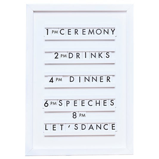 A Touch Of Pampas White Framed Letter Board