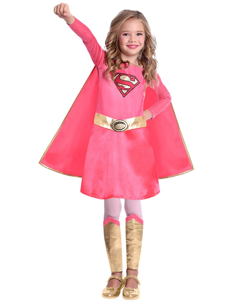 Costume DC Supereroi Supergirl Rosa Lurex Per Bambina - Taglia Media - Rubie's Costume Co