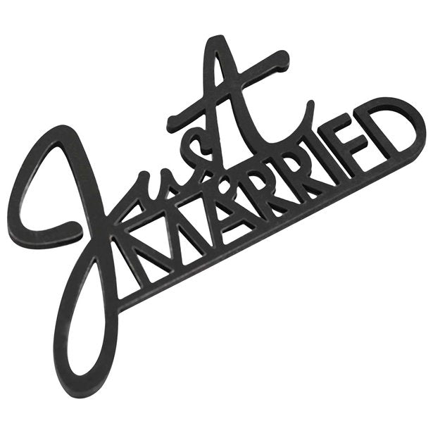 Contemporary Wedding Black Wooden 'Just Married' Decoration (6pk)