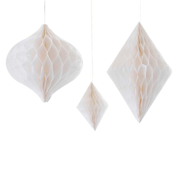 Contemporary Wedding White Honeycomb Decorations (3pk)