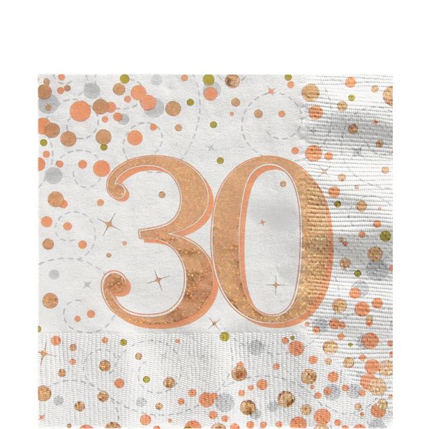 Sparkling Fizz Happy 30th Birthday Napkins - 33cm (16pk)