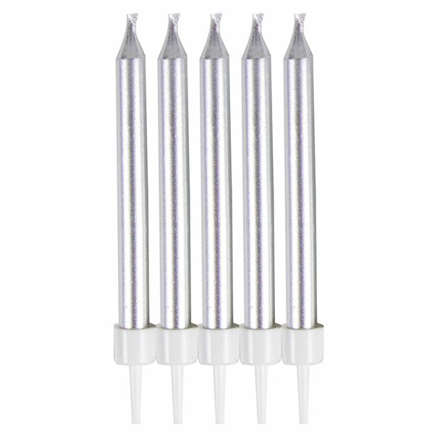Silver Candles - 6cm (10pk)