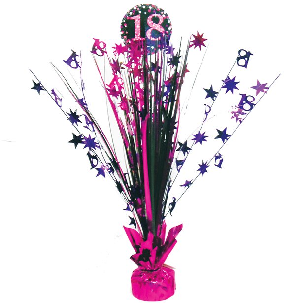Pink Age 18 Foil Table Centrepiece - 46cm