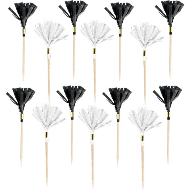Black & Gold Fringe Food Pick (24pk)