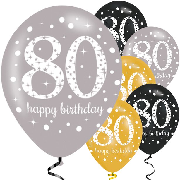 Sparkling Celebration 80th Birthday Balloons - 11" Latex (6pk)