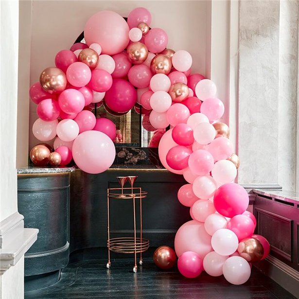 Pink & Rose Gold Large Balloon Arch DIY Kit - 200 Balloons