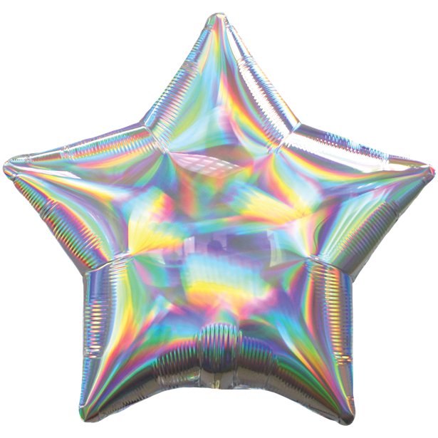 Silver Iridescent Star Balloon - 18" Foil