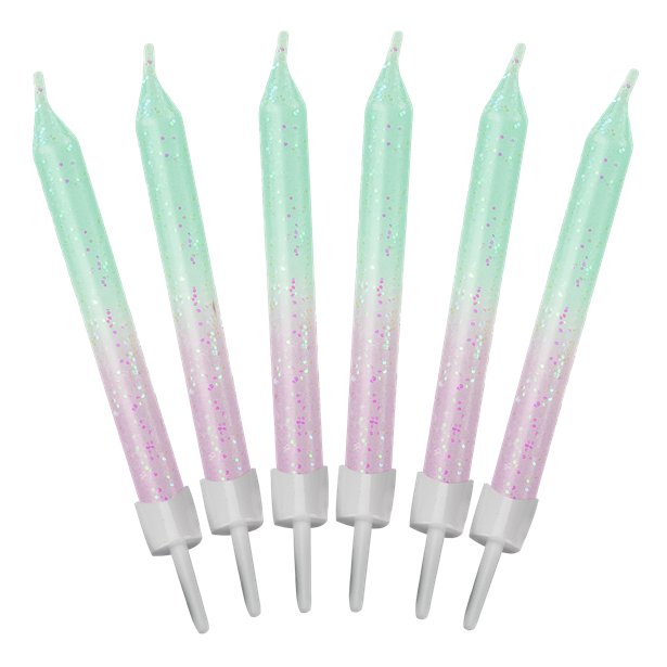 Pastel Ombre Glitter Candles - 6cm (20pk)