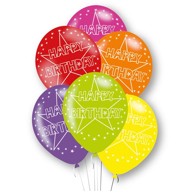 Happy Birthday Assorted Latex Balloons - 11" (6pk)