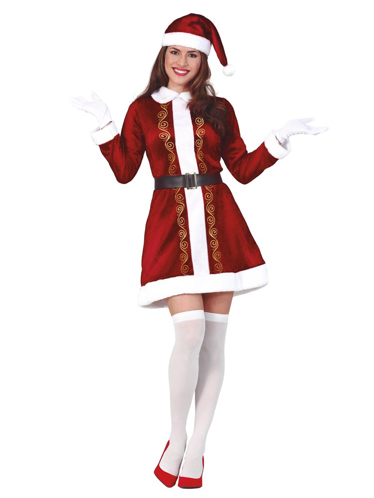 knee length dresses for ladies Mrs Santa Claus Outfit Christmas Dress Women, Kid's L main image 1