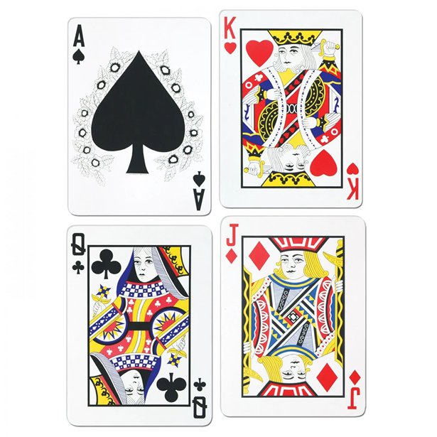 Giant Playing Card Cardboard Cutouts - 44cm x 31cm (4pk)