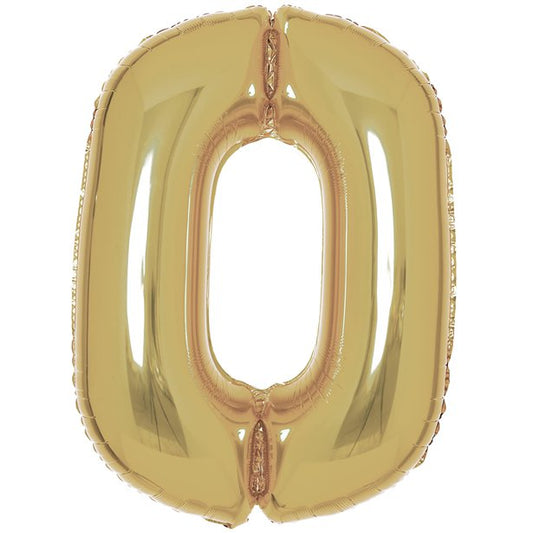 White Gold Foil Number Balloons - 34"