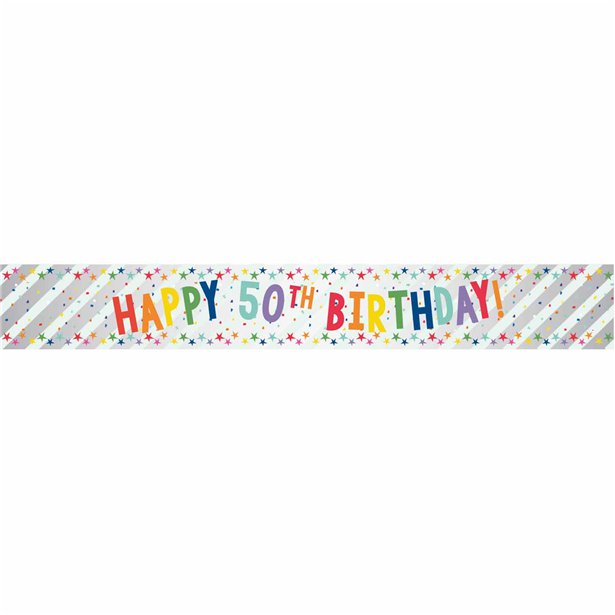 Happy 50th Birthday Foil Banner - 1.74m