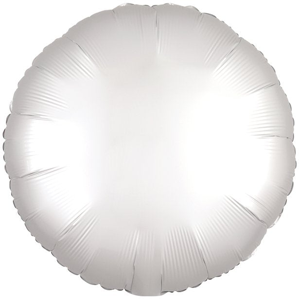 White Satin Luxe Circle Balloon - 18" Foil