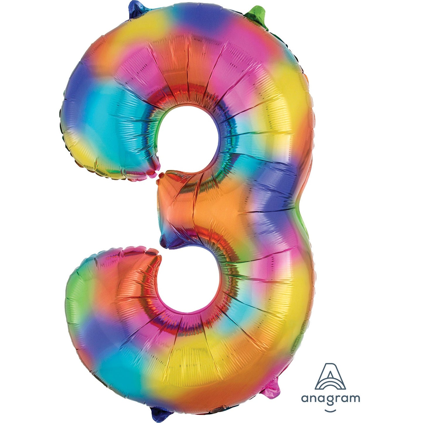 Rainbow Splash Foil Number 3 Balloon - 34"