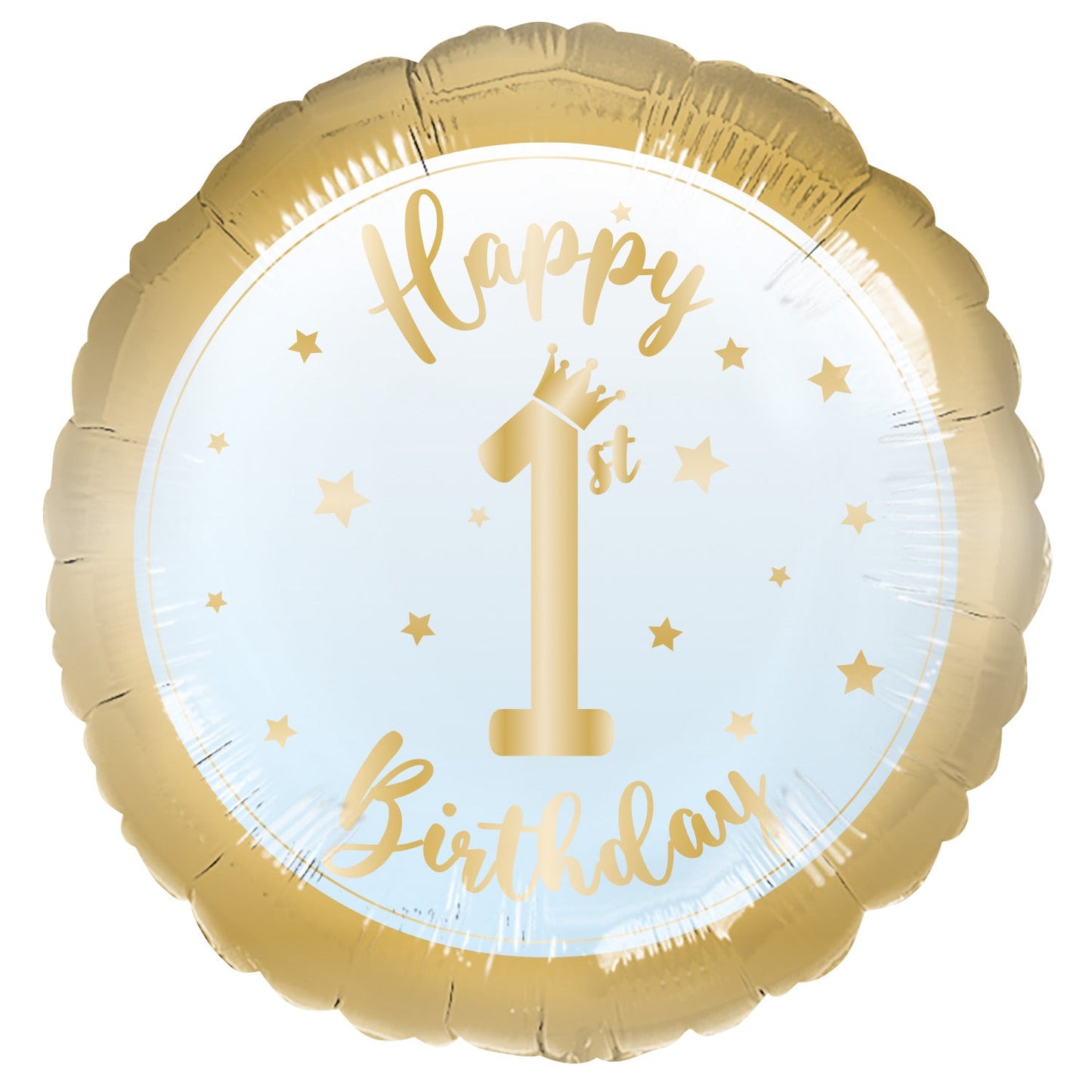 1st Birthday Blue & Gold Balloon - 18" Foil
