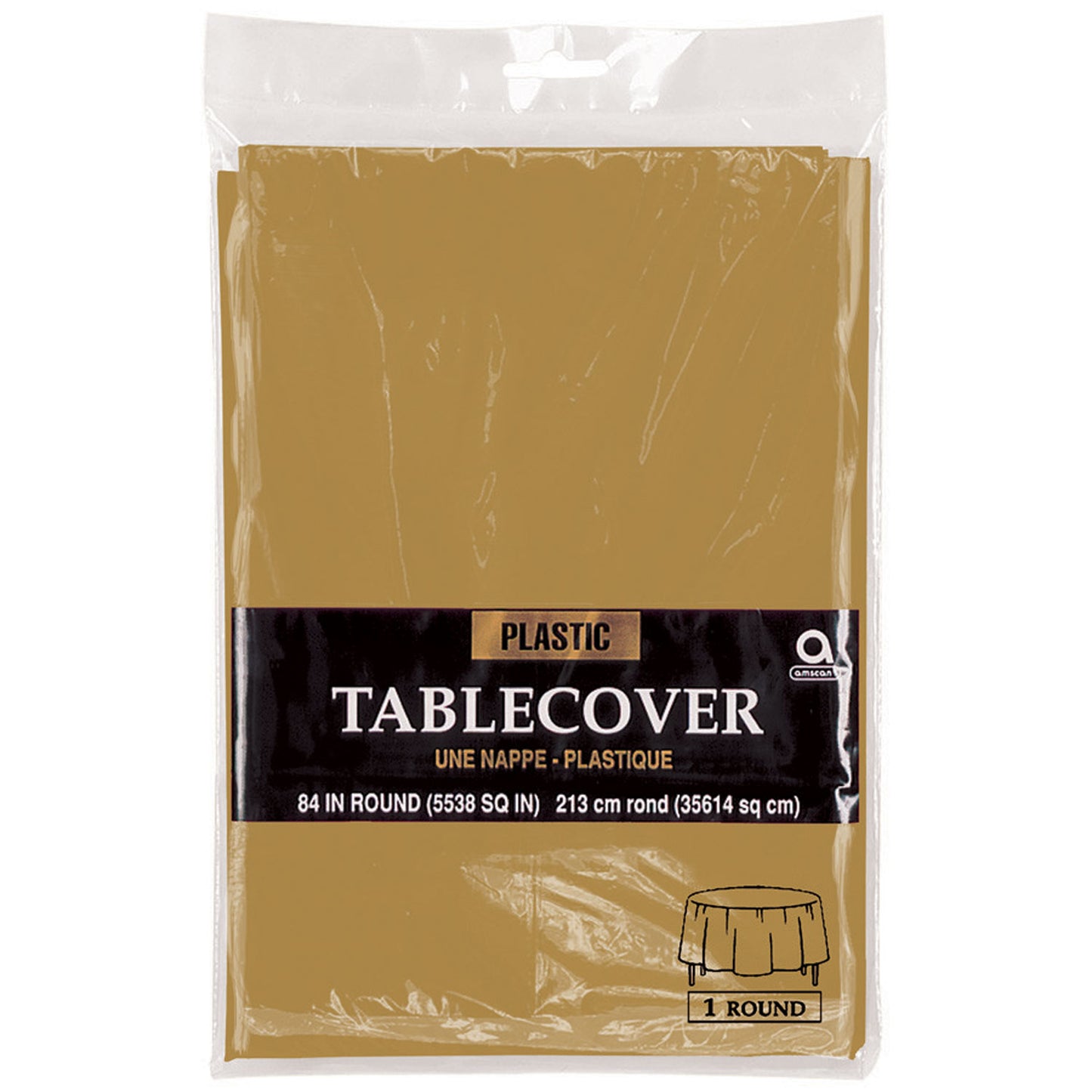 Gold Round Plastic Tablecover