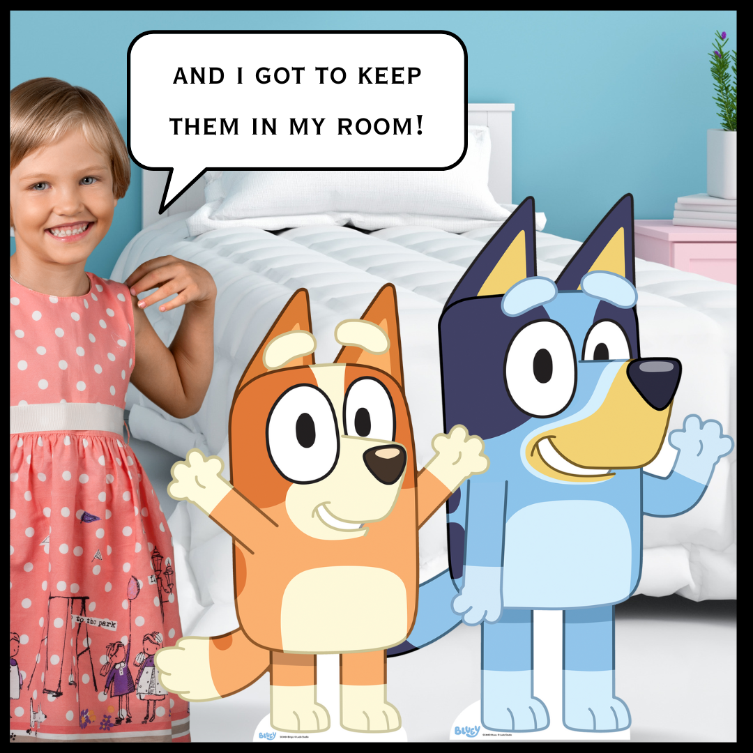 SC4571 Bluey and Friends Happy Birthday Child Sized Backdrop Cardboard Cut Out Height 132cm
