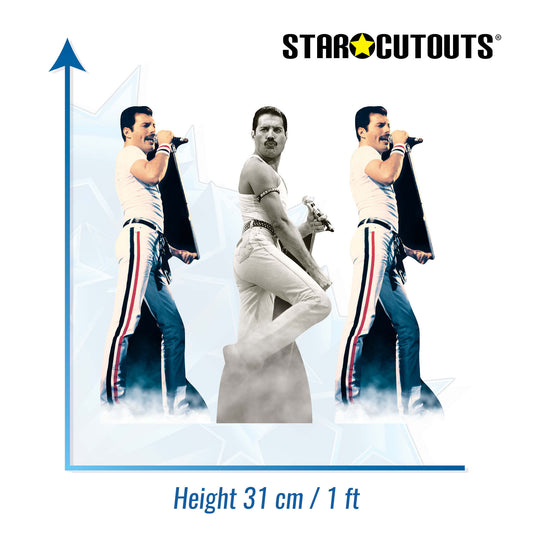CS1241 Freddie Mercury Shelf Top Cutout Pack of Three Cardboard Cutouts Height 31cm