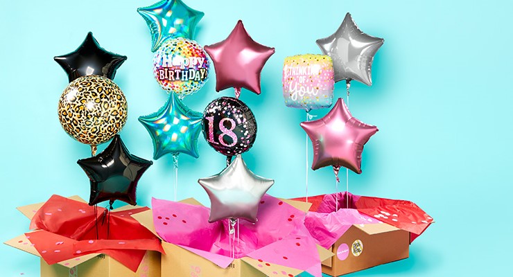 Pre-inflated balloons, boxed and delivered!
