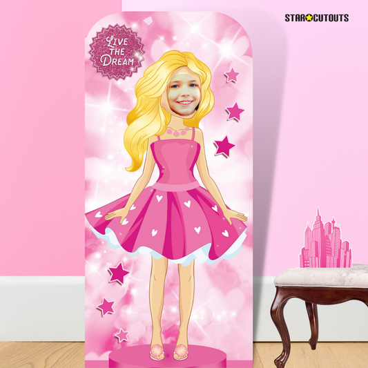 SC4320 Pink Doll Stand In Cardboard Cut Out Height 193cm